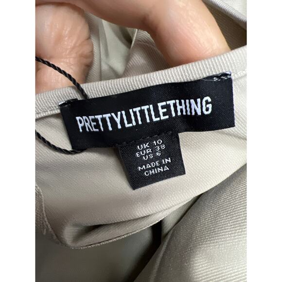 Pretty Little Things Stone Twill Dip Hem Structured Cargo Corset Pant Set Size 6 - Picture 8 of 10